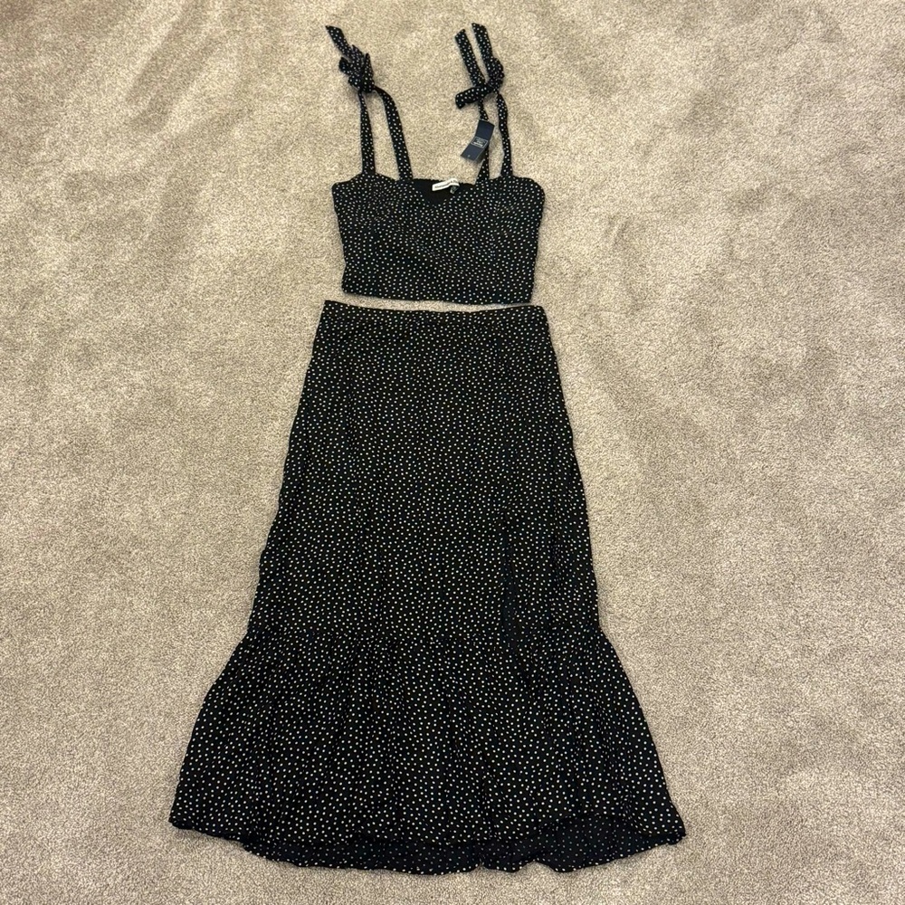Abercrombie & Fitch Black and White Polka Dot Skirt Set Size Small NWT